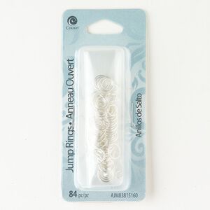 Jump ring mix 1pkg84 silver-finished, 4-8mm round, various gauge / various inside diameter / steel