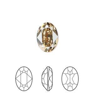 Fancy stone 1pk crystal golden shadow foil back, Crystal Passions&reg; 14x10mm oval 4120