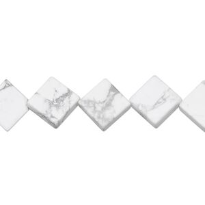 Howlite 1pkg1, flat diamond bead natural 15.5-16 inch 8mm