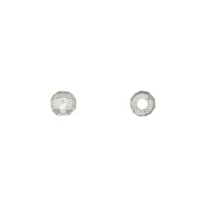 Bead 1pkg24 silver-finished, 5mm faceted round, brass