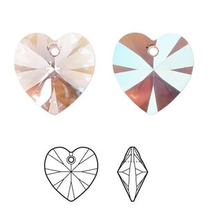 Drop 2pk light amethyst shimmer, Crystal Passions&reg; 18mm pendant heart 6228