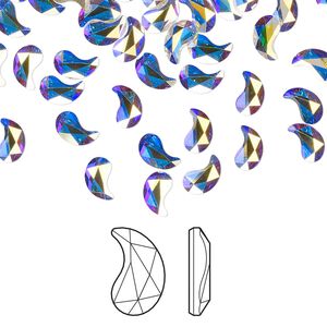 Flat back 24pk crystal AB foil back, Crystal Passions&reg; 6x3.7mm paisley y 2365