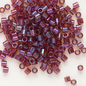Seed bead, Delica&reg;, glass, pkg/250g, #8 round, translucent rainbow gold luster claret (DBL-0104).