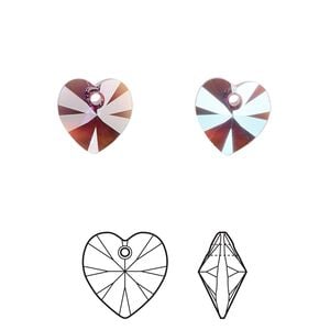 Drop 24pk amethyst shimmer, Crystal Passions&reg; 10mm pendant heart 6228