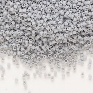 Seed bead, Delica&reg;, glass, pkg/7.5g, #11 round, opaque matte grey (DB-1589).