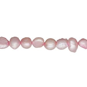 Pearl, cultured freshwater (dyed), old rose, 6-7mm flat-sided potato, D grade, Mohs hardness 2-1/2 to 4. Sold per 16-inch strand.