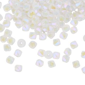 Bead 1440pk white opal shimmer 2X, Swarovski&reg; 4mm XILION bicone 5328