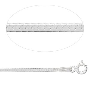 Chain 1pkg1 sterling silver herringbone, 1.5-1.7mm / mixed clasp, Gossamer&trade; 18 inch