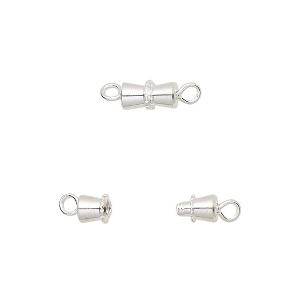 Clasp barrel 1pkg10, 8x4mm, silver-finished brass 1-strand image number 0