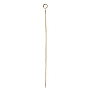 Eye pin 1pkg500 gold-plated, 2 inch, 24 gauge brass antique