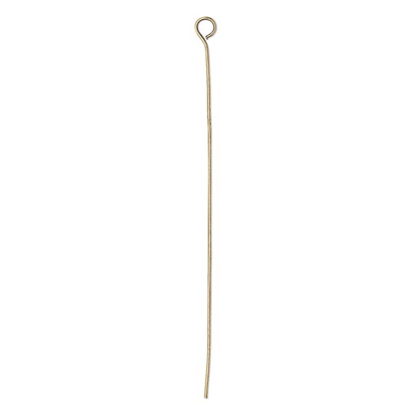 Eye pin 1pkg500 gold-plated, 2 inch, 24 gauge brass antique image number 0