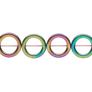 Hemalyke&trade; 1pkg1, rainbow titanium-coated donut bead 15.5-16 inch 12mm