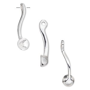 Drop, Almost Instant Jewelry&reg;, silver-plated "pewter" (zinc-based alloy), 23x6mm curved with PP32 setting. Sold individually.