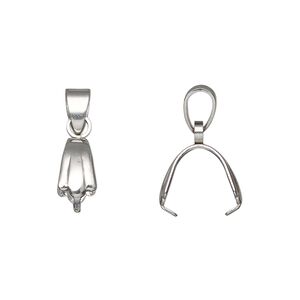 Bail, ice-pick, stainless steel, 19x5.5mm with 9mm grip length and soldered bail. Sold per pkg of 20.