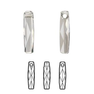 Drop 2pk crystal silver shade, Crystal Passions&reg; 20x5mm pendant column 6460