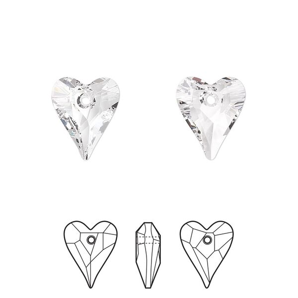 Drop 108pk crystal, Swarovski&reg; 12x10mm pendant wild heart 6240 image number 0