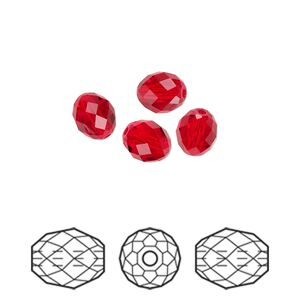 Bead 4pk light siam, Crystal Passions&reg; 7x6mm olive briolette 5044