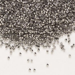 Seed bead, Delica&reg;, glass, pkg/50g, #15 round, opaque nickel-plated (DBS-0021).
