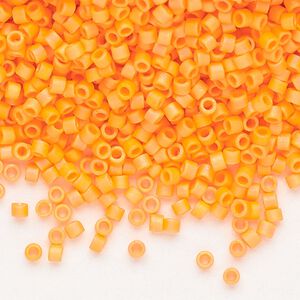 Seed bead, Delica&reg;, glass, pkg/50g, #15 round, opaque matte rainbow mandarin orange (DBS-1593).