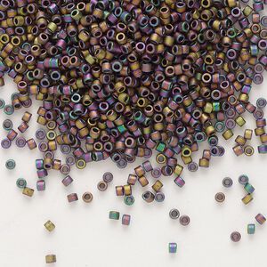 Seed bead, Delica&reg;, glass, pkg/250g, #11 round, opaque matte metallic gold iris taupe (DB-1056).