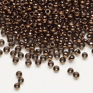 Seed bead, Dyna-Mites&trade;, glass, opaque iris bronze, #8 round. Sold per 40-gram pkg.