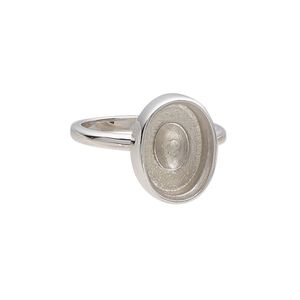 Ring, Almost Instant Jewelry&reg;, sterling silver, 16mm wide with 14x10mm oval glue-in setting, size 9. Sold individually.