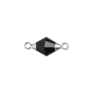 Link 1pkg1, electroplated sterling silver and black onyx, 12x8mm hand-cut faceted bicone