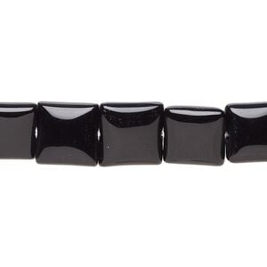 Black onyx 1pkg1, puffed square bead 15.5-16 inch 10mm