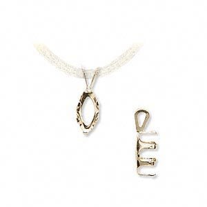 Pendant, Snap-Tite&reg;, 14Kt gold, 10x5mm with 6-prong marquise setting. Sold individually.