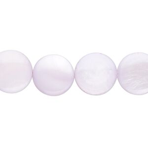 Mother-of-pearl shell 1pkg1, flat round bead 15.5 to 16 inch lavender 12mm