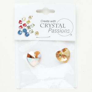 Drop 1pkg2 light Colorado topaz shimmer, Crystal Passions&reg;, 14mm pendant heart 6228