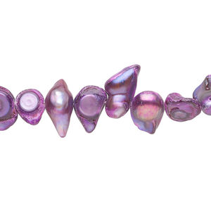 Pearl 1pkg1 freshwater, top-drilled baroque, 15 inch bright purple 7x5mm-20x10mm cultured