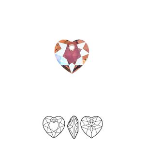 Drop 48pk light rose shimmer, Swarovski&reg; 10.5mm pendant heart cut 6432