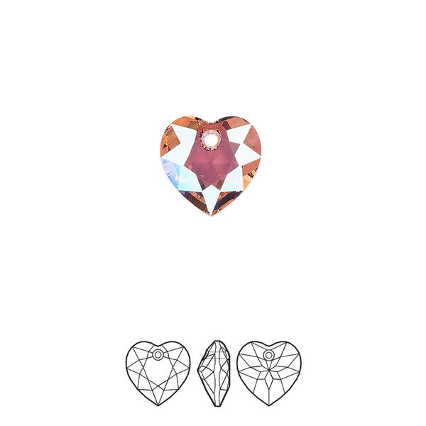 Drop 48pk light rose shimmer, Swarovski&reg; 10.5mm pendant heart cut 6432 image number 0