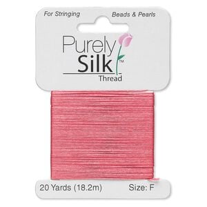 Thread, Purely Silk&trade;, coral, size F. Sold per 20-yard card.