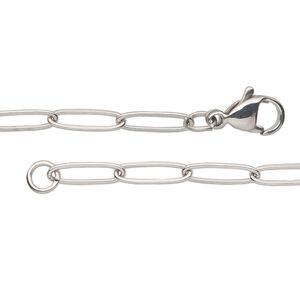 Chain 1pkg1 paperclip, 3.6mm / lobster claw clasp, stainless steel 18 inch