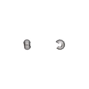 Crimp cover, gunmetal-plated brass, 4mm corrugated round. Sold per pkg of 100.