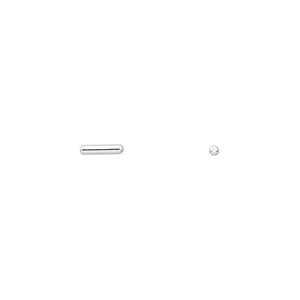Bead 1pkg100 silver-plated, 6.5x1.5mm tube, brass