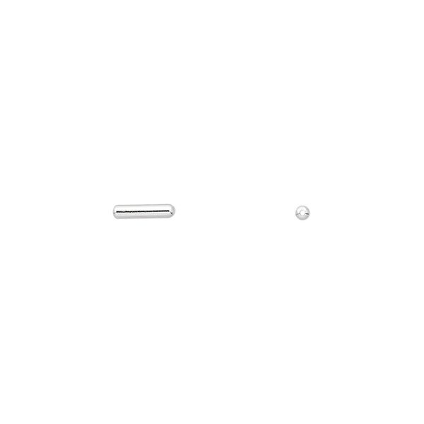Bead 1pkg100 silver-plated, 6.5x1.5mm tube, brass image number 0