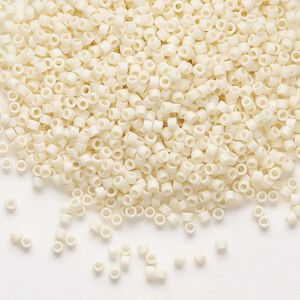 Seed bead, Delica&reg;, glass, pkg/250g, #11 round, opaque matte rainbow ivory (DB-0883).