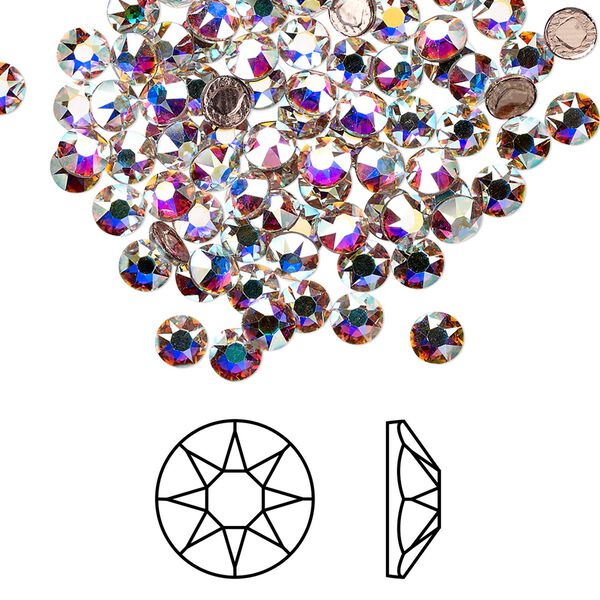 Flat back 1440pk crystal AB foil back, Swarovski&reg; hotfix 3.8-4mm rose round SS16 2078HF image number 0
