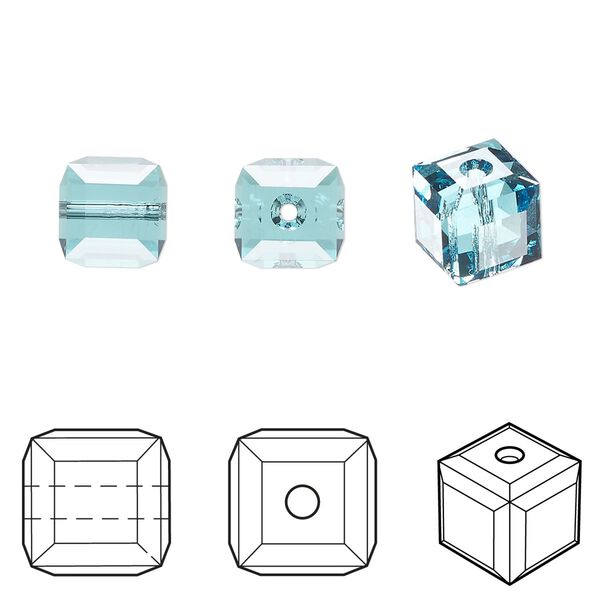 Bead 96pk light turquoise, Swarovski&reg; 8mm cube 5601 image number 0
