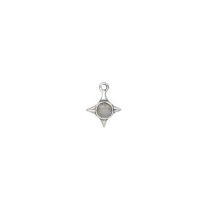 Charm 1pkg1, antiqued sterling silver and labradorite, 7mm single-sided star with 3mm faceted stone.