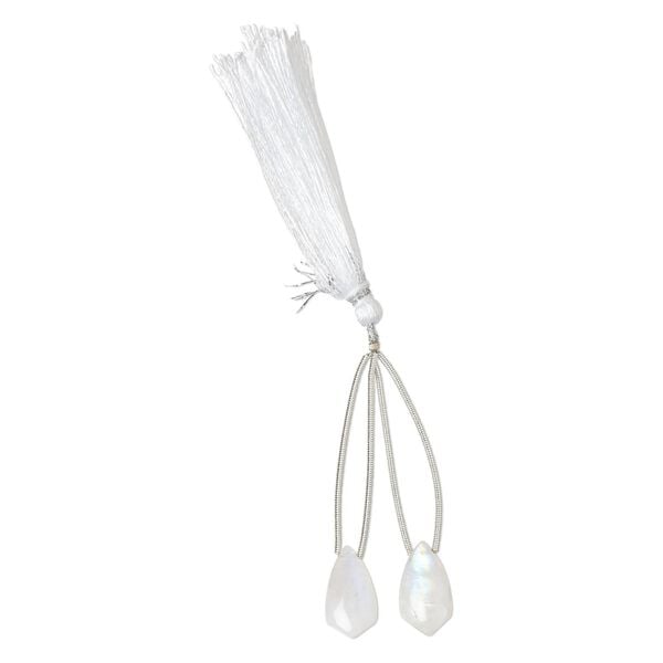 Rainbow moonstone 1pkg2, hand-cut top-drilled puffed kite bead natural 17x10mm image number 1
