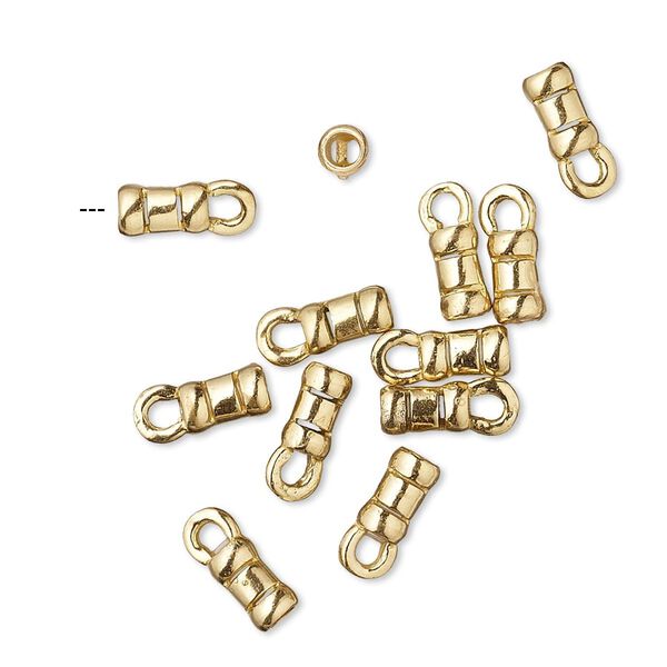Crimp end 1pkg10 brass, 6x3.5mm tube / loop / 2mm inside diameter, JBB Findings image number 0