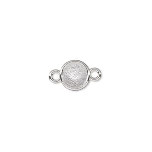 Link, Almost Instant Jewelry&reg;, silver-plated "pewter" (zinc-based alloy), 9mm flat round with SS34 rose setting. Sold per pkg of 2.
