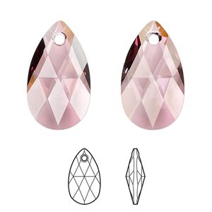 Drop 96pk crystal antique pink, Swarovski&reg; 22x13mm pendant pear 6106