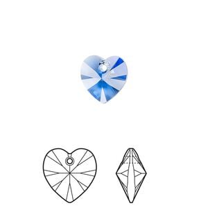 Drop 4pk sapphire, Crystal Passions&reg; 10mm pendant heart 6228