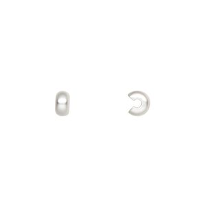 Crimp cover, silver-plated brass with satin finish, 4mm round. Sold per pkg of 10.