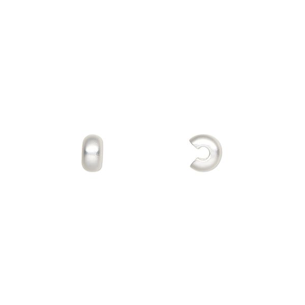 Crimp cover, silver-plated brass with satin finish, 4mm round. Sold per pkg of 10. image number 0